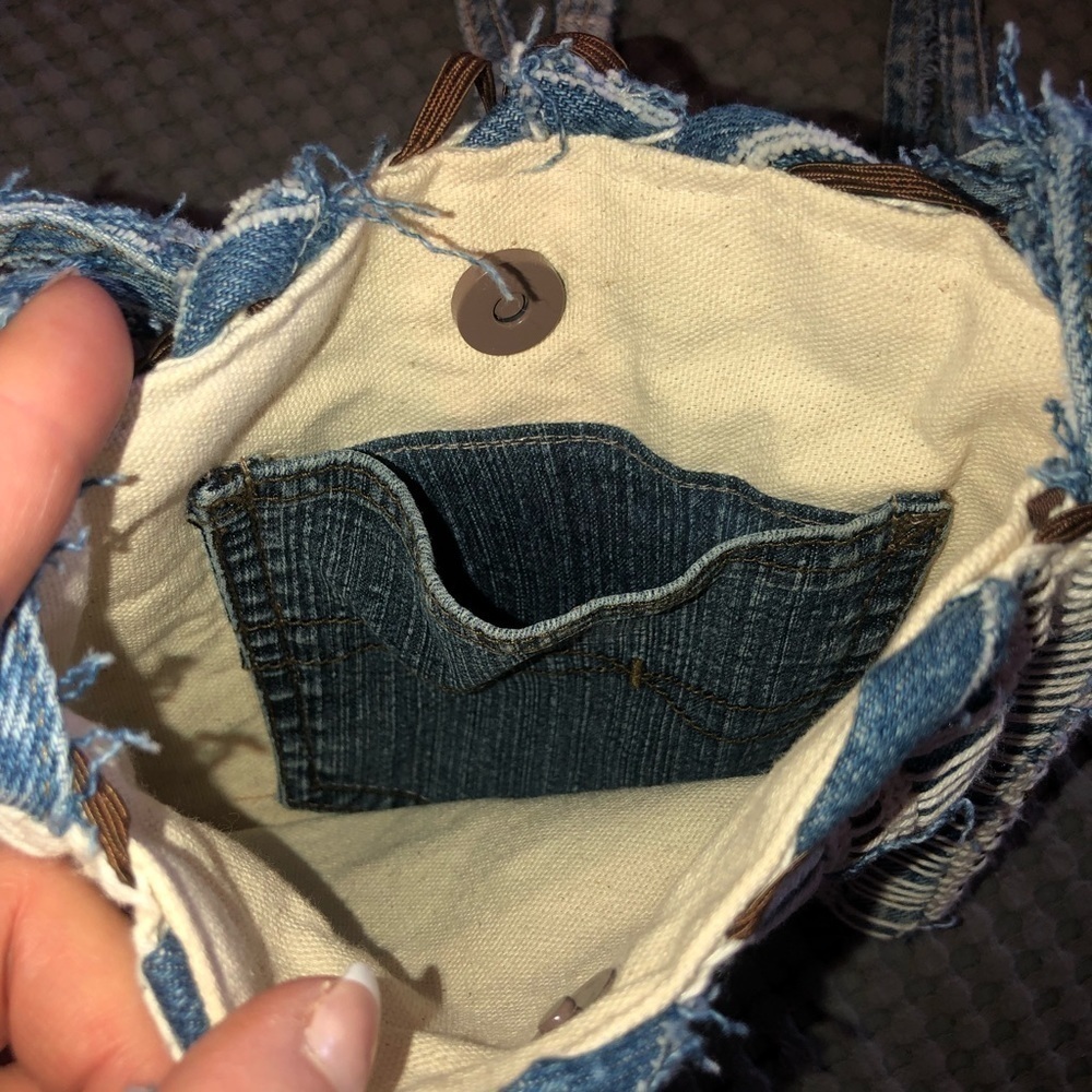 Handmade Denim boho crossbody purse - Picture 4 of 5